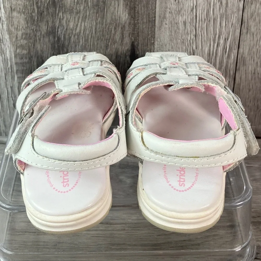 Stride Rite Cozumel Girls White Leather Floral Fisherman Sandals 6W BG18980